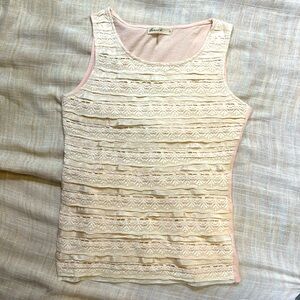 Comme Toi Layered Lace & Ribbon Sleeveless Top, Small, EUC, Peachy Pink …